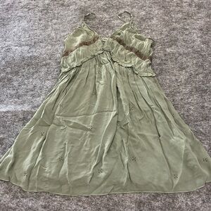 Zara Beaded Babydoll Festival Flowy Spaghetti Strap Asymmetrical Mini Dress